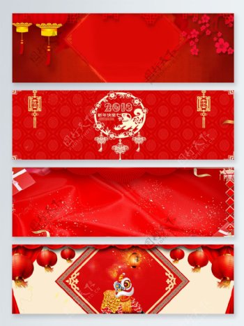 传统节日2018新年快乐banner背景
