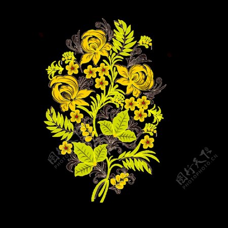 热烈黄色手绘菊花装饰元素