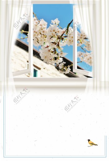 清新花朵春季节日海报背景设计