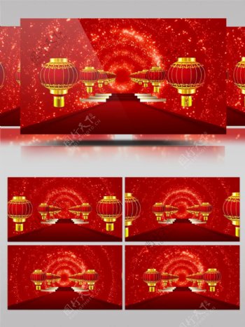 高清灯笼红地毯喜庆节日舞台背景