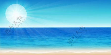 阳光下的大海插画