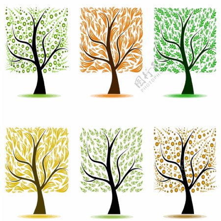 彩色的树AI矢量元素