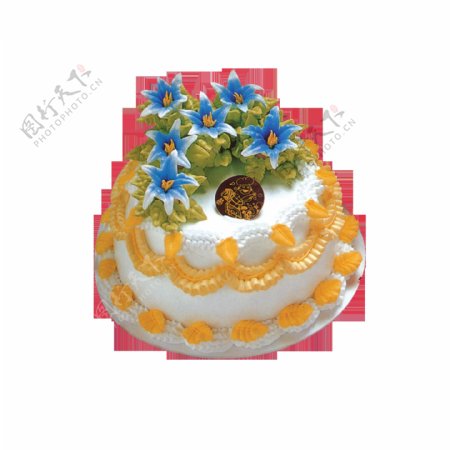 黄色花朵双层蛋糕