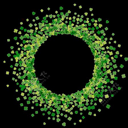 森林绿色斑点手绘花环装饰元素