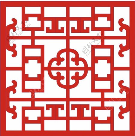中国风春节红色方形装饰底纹边框元素
