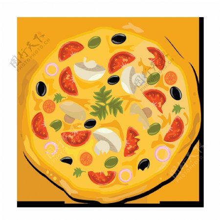 手绘卡通披萨装饰素材