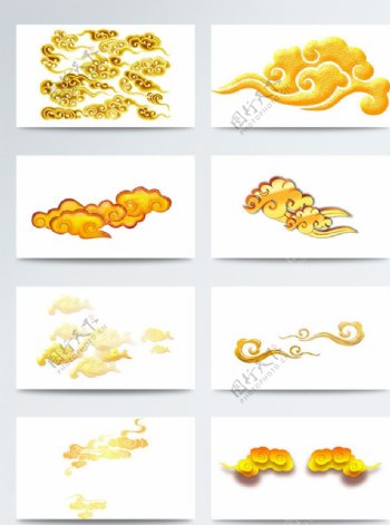 金黄色祥云传统图案素材
