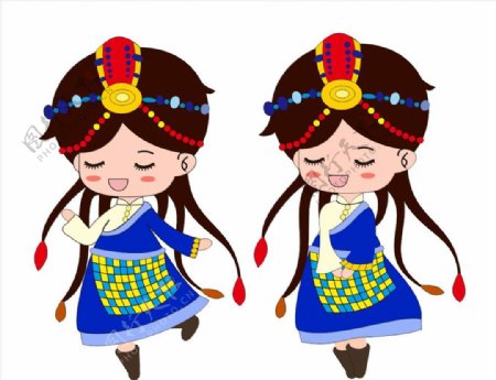 藏族卡通小女孩