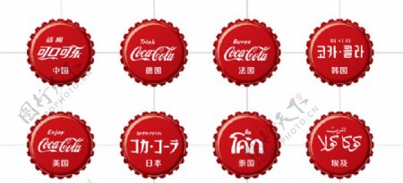 可口可乐世界语言瓶盖