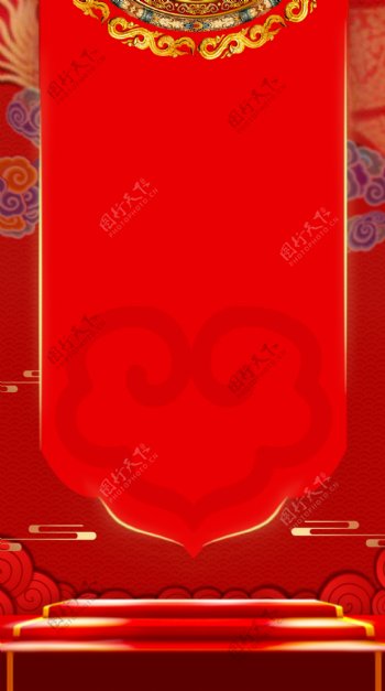 新年春节促销活动红色背景模板PSD源文件
