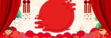 新年春节红色中国风banner背景