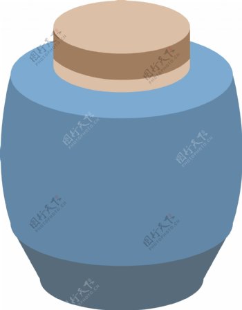 2.5D罐子瓶子蓝色古风陶罐可商用元素