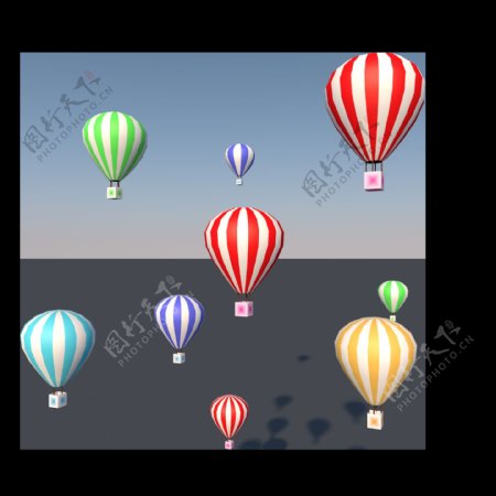 3D彩色漂浮热气球C4D活动气球素材