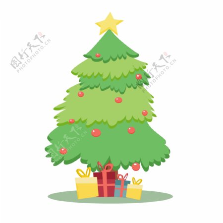 手绘圣诞节圣诞树原创可商用元素