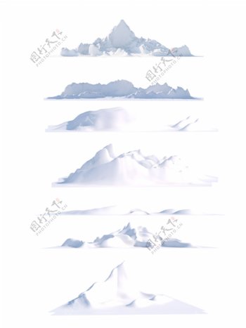 雪山立冬元素多图山丘雪堆