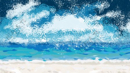 美丽大海油画背景素材