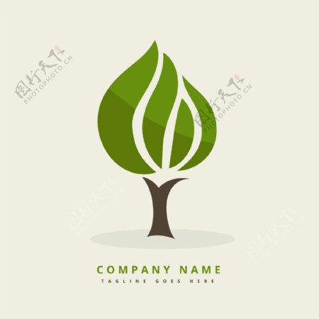 扁平化设计抽象的树logo模板