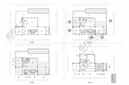 联排别墅户型起居室层CAD施工图