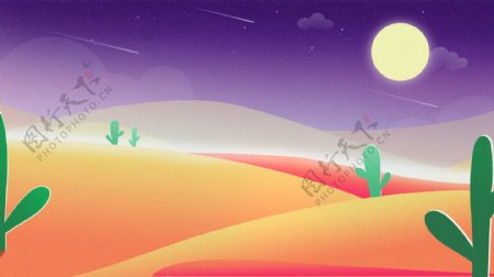 手绘可爱沙漠旅行插画背景