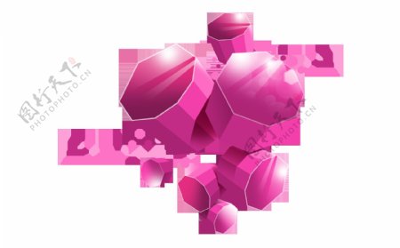 紫色立体几何图形png元素