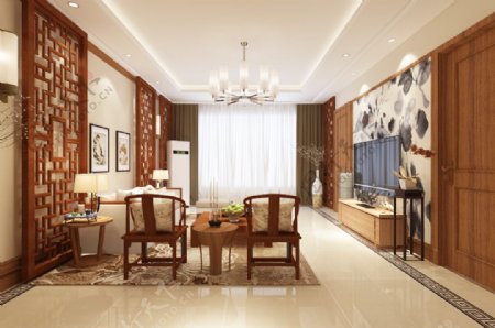 新中式风格客厅装饰装修效果图
