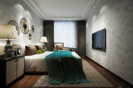 创意现代复古工业风壁纸卧室3d效果图