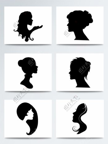 女性头像剪影元素设计