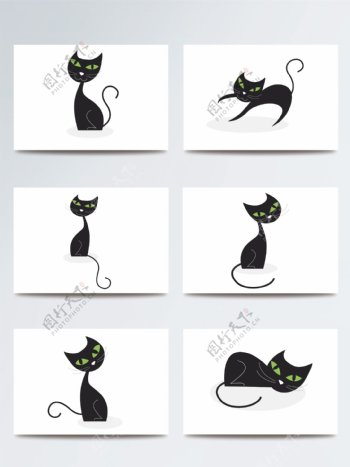 小猫素材ai猫咪设计黑色