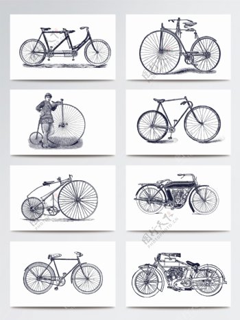 复古线条手绘自行车