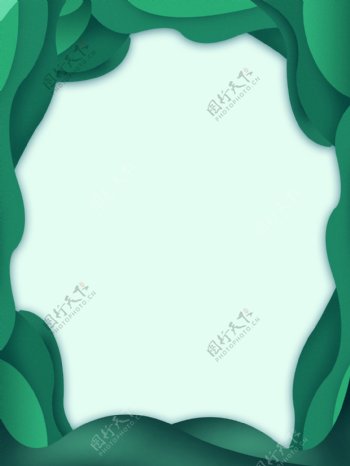白纸风绿色边框艺术背景素材