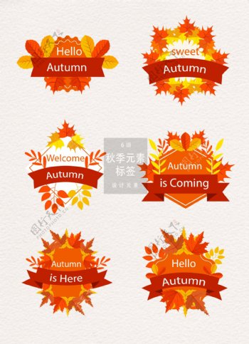 时尚秋季秋天元素标签