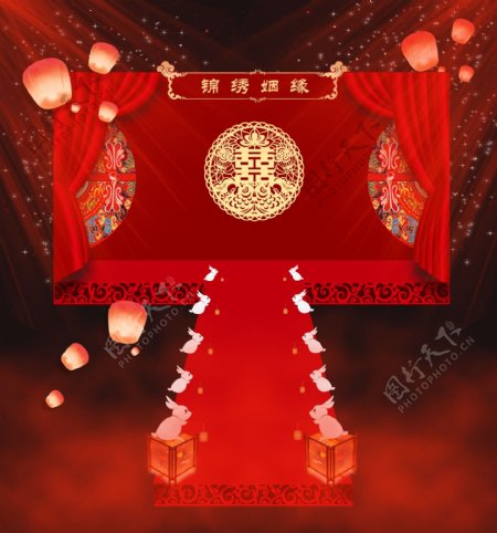红色中国风婚礼效果图