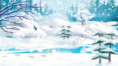 梦幻冰雪世界广告背景设计