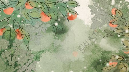 中国风柿子树背景设计