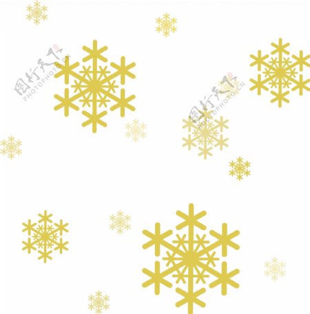 圣诞节金色雪花装饰元素矢量图商用