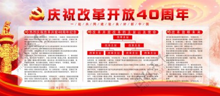 简约大气红色党建风庆祝改革开放40周年展板