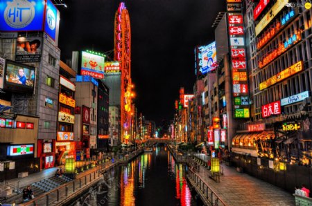 日本高清城市霓虹灯街景图