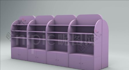 紫色中岛柜子样机