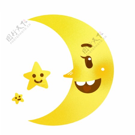 日月星辰可爱卡通行星月球黄月亮月食星象