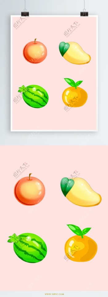 手绘彩色水果元素