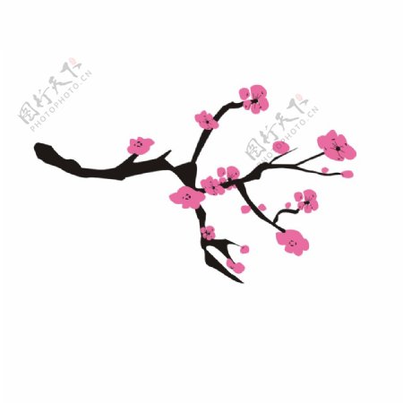 手绘花梅花原创矢量粉色中国风盛开的梅花