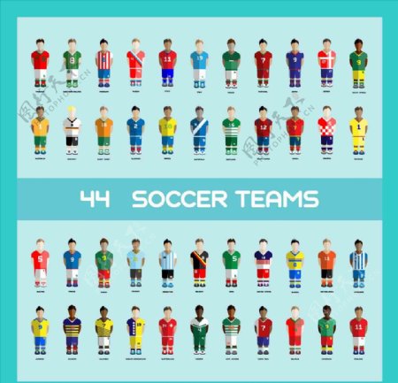 矢量足球队人物元素世界杯体育