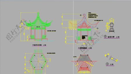 亭子廊子建筑结构详图CAD