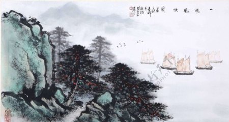 一帆风顺中国画
