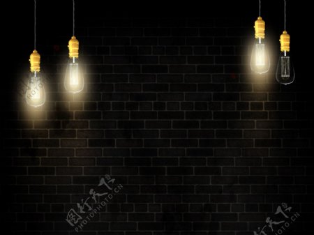 墙壁砖墙灯泡样机效果图