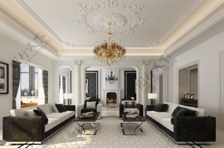 欧式风格奢华家装客厅效果图
