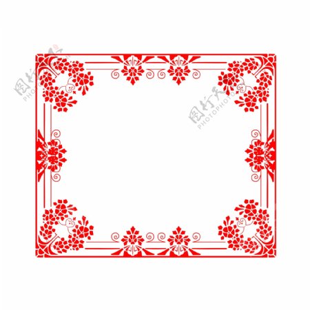 中国风边框红色方形纹理设计