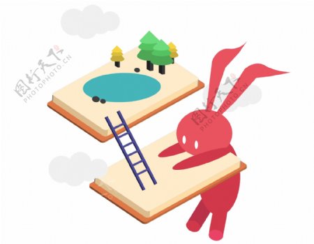 卡通小兔子阅读元素