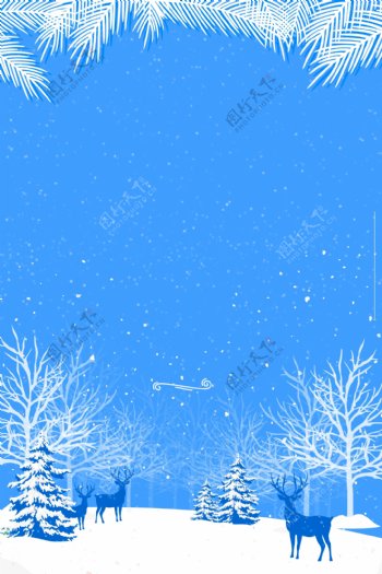 冬季蓝色大雪节气背景设计