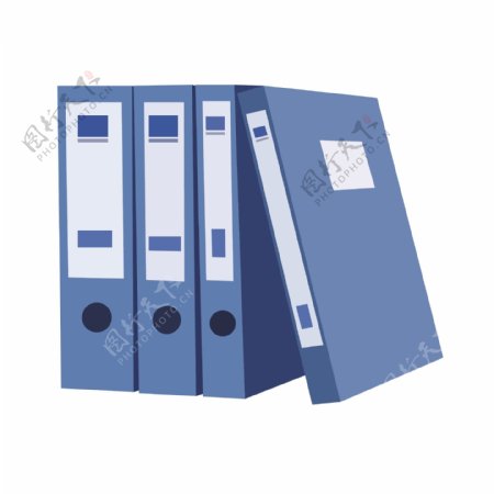 2.5d办公用品矢量蓝色文件盒扁平文具